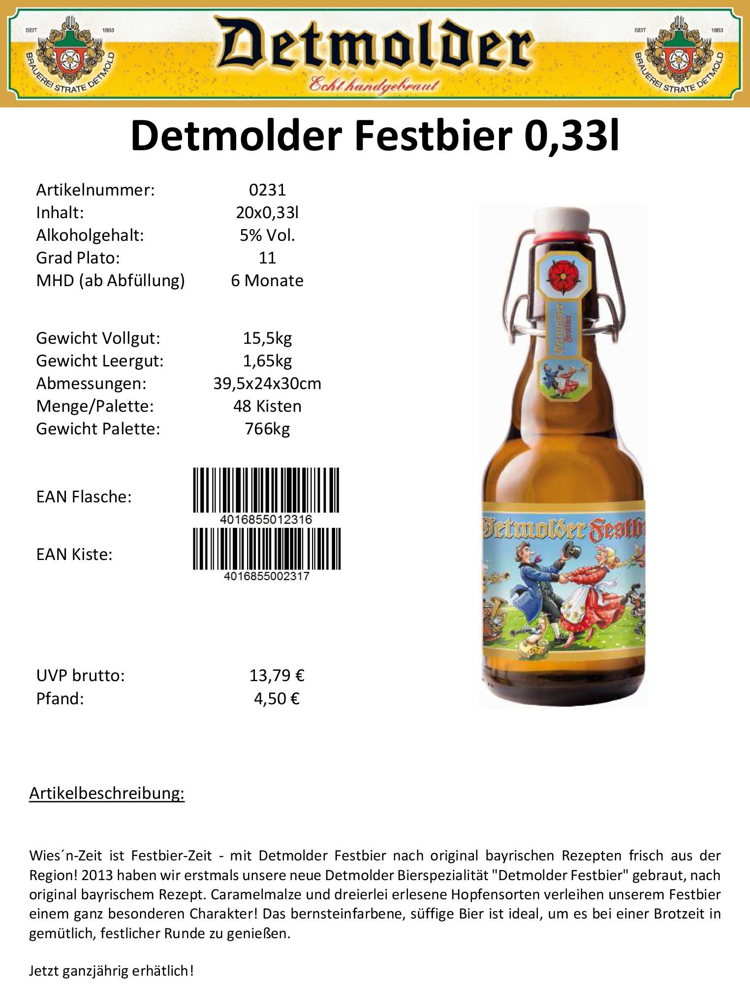 Artikelpass - Detmolder Festbier 0,33l-image